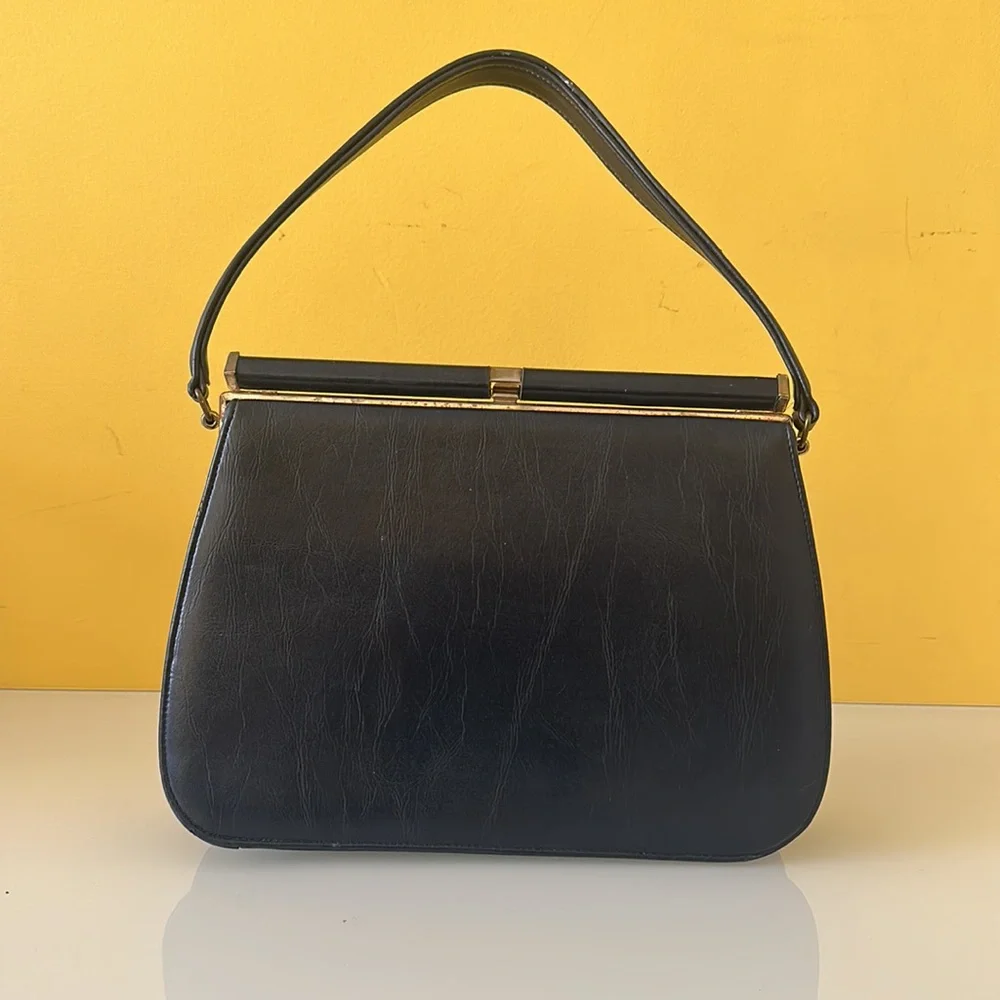 Vintage Naturalizer Blue Suede Leather Top Handle Frame Purse Bag Pocketbook
